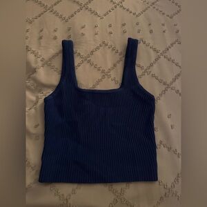 Elegant Navy Ribbed Tank Top